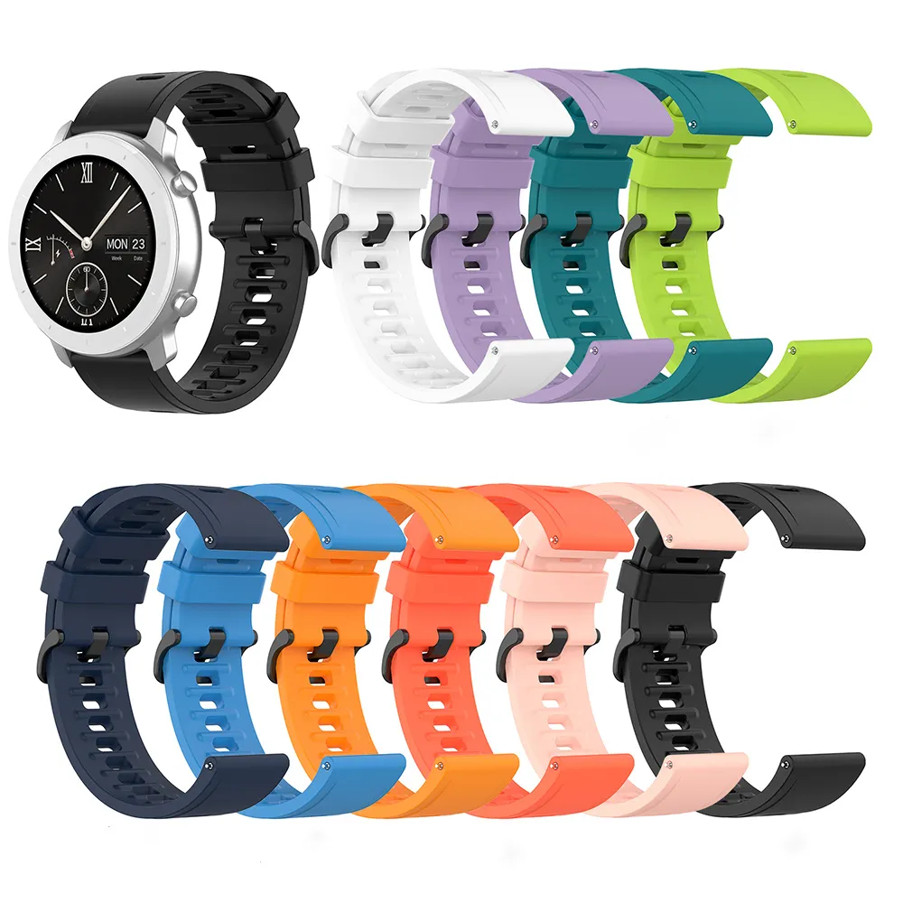 Smart Silicone Charm Strap 20mm 22mm Watch Bands Rubber Watch Band For Huami Amazfit GTR GTS 2 3 pro 2e Smart Watch Straps