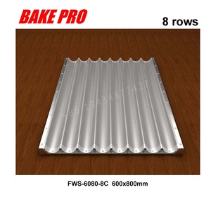 BAKE PRO FGS-6080 Plaque de cuisson en <span class=keywords><strong>aluminium</strong></span> pour baguettes avec 8 rangées, <span class=keywords><strong>grande</strong></span> <span class=keywords><strong>taille</strong></span>, moule à pain 600x800 - Product Image 3