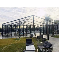 Grand chapiteau transparent d'extérieur en aluminium pour église et fête de mariage Tente pour festival Atrium transparent Tente à cadre noir pour événements