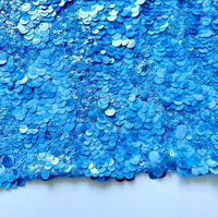 Tissu brodé de paillettes, maille de dentelle à paillettes superposées de tailles variées, tissu pour robe de mariée, tissu 3D en relief