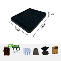 Lit d'air avec pompe à air intégrée, matériau floqué, pour le camping en plein air, matelas gonflable entièrement automatique avec oreiller