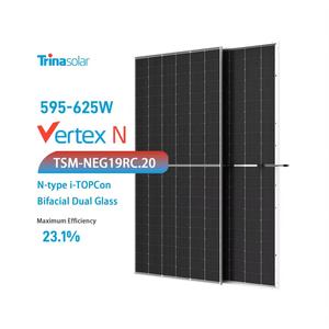 Paneles Solares Fotovoltaicos de Alta Eficiencia Trina Vertex Tipo N 595W-625W Directamente del Proveedor de Confianza con Buen Precio - Product Image 1