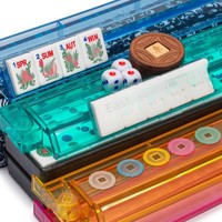 Ensemble de Mahjong Américain Portable Supérieur avec Support Intégré et Base en Acrylique Stable pour Jeu en Extérieur