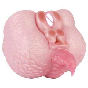 Mainan Seks GEEBA Simulasi Bokong Hewan Cetakan Terbalik Silikon Fantasi Naga Masturbator Pria Saku Penis Stroker Saluran Ganda - Product Image 6