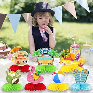 Decoraciones de mesa de nido de abeja de papel 3D <span class=keywords><strong>Hawaiano</strong></span> para fiesta de cumpleaños Hello Summer Beach Theme Decoración - Product Image 5