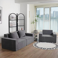Sofá de Espuma Comprimida al Vacío, Moderno y Práctico, Sofá Seccional de Tela con Forma Rectangular, Juego de Sofás para Sala de Estar y Dormitorio