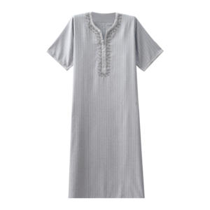 Remise en gros à manches courtes couleur unie vêtements islamiques hommes toutes tailles Thobe marocain <span class=keywords><strong>pour</strong></span> l'Aïd Al-Fitr prière quotidienne - Product Image 3