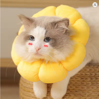 Collier de récupération de luxe pour chat, petit modèle, imprimé tournesol adorable, réglable, pour protection post-chirurgicale et cicatrisation des plaies, en polyester