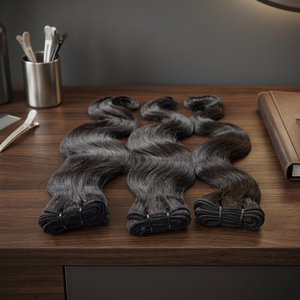 100% extensions de cheveux humains vierges indiens Remy bruts 26 "noir qualité supérieure texture ondulée machine Double trame non traitée - Product Image 3