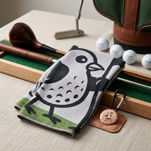 Toalla de Golf de Microfibra Tipo Waffle con Logotipo Personalizado al por Mayor, con Clip de Mosquetón - Product Image 4