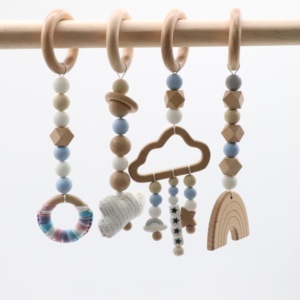 Jouet de dentition avec Crochet <span class=keywords><strong>en</strong></span> bois pour bébé, cadre, nouveau-né, exercices, pour nourrissons, gymnastique - Product Image 3