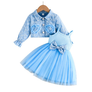 Nouvel ensemble de vêtements en gros pour filles : veste tendance, haut et robe à bretelles – Collection de haute qualité pour enfants - Product Image 5