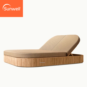Chaise longue de piscine moderne en bois de teck pour l'extérieur, <span class=keywords><strong>lit</strong></span> de patio, chaises longues pour la plage, hôtel avec parasol - Product Image 4
