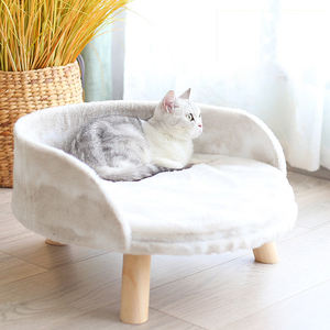Modische Katze warmes Haus vier Jahreszeiten Plüsch rundes Katzen bett Universal bett Holz bequemes Kratz baumbett - Product Image 1