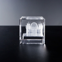 Cube en cristal gravé au laser 3D de haute qualité, respectueux de l'environnement, modèle de bâtiment allemand, logo personnalisé, petits souvenirs touristiques