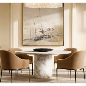 Kumusi New Travertine <strong>Round</strong> <strong>Dining</strong> <strong>Table</strong>, <strong>Modern</strong> Style, Factory Produced - Product Image 3