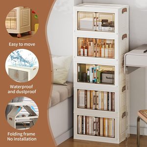 Armario de Almacenamiento Plegable para el Hogar, Organizadores de Armarios Plegables, Cajas y Contenedores de Almacenamiento de Plástico Multifuncionales Apilables con Ruedas - Product Image 5