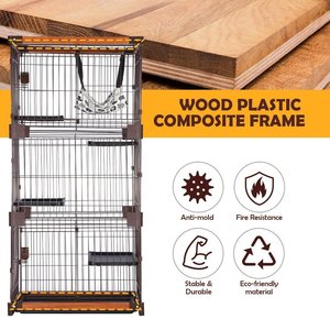 Luxuriöse Indoor-Villa Katzen- & Hundekäfige Umweltfreundliches Holz Eisen Metall <span class=keywords><strong>3</strong></span>/4 Etagen Solides Design Große Übergroße Tierhäuser <span class=keywords><strong>Box</strong></span> - Product Image 2