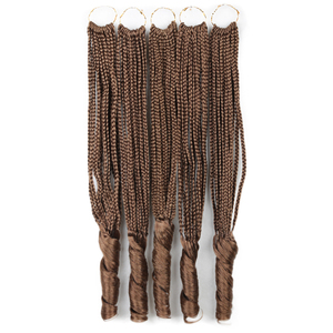 French Curl Trenzas Cabello 20 pulgadas Goddess Box Trenzas Cabello de ganchillo <span class=keywords><strong>con</strong></span> extremos ondulados hinchables Extensiones de cabello sintético prebucle - Product Image 1