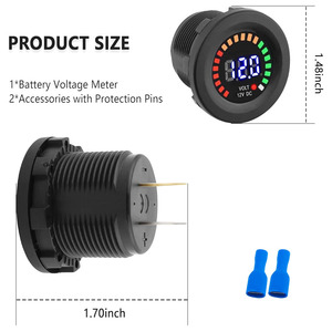 Led Pin điện áp Meter không thấm nước DC 12V kỹ thuật số vôn kế phổ Car Marine thuyền <span class=keywords><strong>Tester</strong></span> - Product Image 2