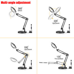 Lampe <span class=keywords><strong>de</strong></span> bureau à 72 LEDs USB 3 couleurs éclairées 5X Loupe Lampe Pince & Base robuste pour étude Travail Réparation Nail Art - Product Image 4