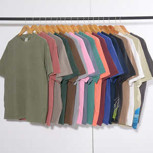 Bán Buôn Cổ Điển Phong Cách Người Đàn Ông Của Axit Rửa Dệt Kim Ngắn Tay Áo T-Shirt Thường Xuyên Phù Hợp Nặng 100% Bông Tùy Chỉnh In Ấn Trống - Product Image 2