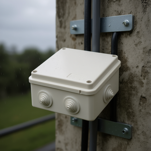 Boîtier de jonction extérieur 100x100x70mm avec trous de raccordement de câbles pour connexions électriques - Product Image 3