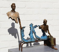 Vente Flash : Sculpture Urbaine en Métal, Statue Grandeur Nature en Bronze Bruno les Voyageurs