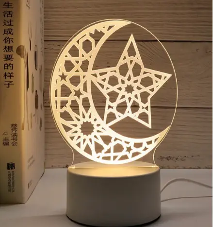 Ornament Ramadan Festival Home Schlafzimmer Dekoration Islam Muslim Party Dekor liefert Eid Mubarak 3D Led Nachtlicht