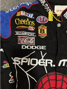 Giacche da Corsa Vintage da Uomo con Grande Ricamo a Ragno Personalizzato, Giacche da Auto da Corsa Nascar Pesanti Retrò <span class=keywords><strong>Oversize</strong></span> in Twill Nero - Product Image 6