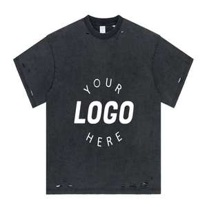 Camiseta Oversize Vintage para Hombre, Estilo Urbano Oscuro, Lavada y Desgastada, con Estampado DTG, Manga Corta Holgada - Product Image 1