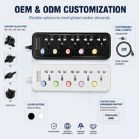 Stop Kontak Lima Lubang Universal Multi Plug dengan Tombol Saklar Independen, Panjang Kabel Sesuai Kebutuhan, Power Cube untuk Ruang Musik