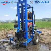 Foreuse hydraulique pour puits d'eau, profondeur 200m, moteur diesel 22HP, type chenillé, machine de forage portable