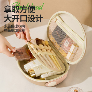 Nianduo Cosmetic Bag Large Capacity <b>EVA</b> Zipper Closure Portable Travel Storage Case With Soft Handle Color Blocking Design - Product Image 3