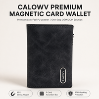 Portefeuille magnétique fin pour cartes, porte-cartes de téléphone, blocage RFID, pochette de téléphone en cuir PU, étui à cartes accordéon