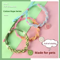 Collier réglable pour chien et chat, collier en coton tissé à la main avec pendentif Smiley coloré pour les accessoires pour animaux de compagnie printemps-été