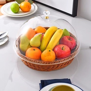 Cestas de almacenamiento rectangulares de ratán de PP para frutas pequeñas, <span class=keywords><strong>cesta</strong></span> tejida de plástico <span class=keywords><strong>con</strong></span> <span class=keywords><strong>tapa</strong></span>, bandeja de plástico para servir - Product Image 1