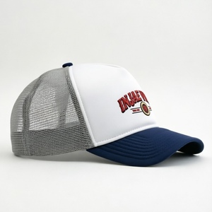 Custom Embroidered Trucker <b>Hat</b> Two Tone Mesh Back Baseball Cap Vintage Style Curved Brim Trucker Cap for <b>Men</b> Women Outdoor - Product Image 2