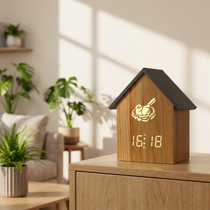 Horloge à <span class=keywords><strong>coucou</strong></span> numérique LED moderne avec sonnerie horaire, affichage à motif nature morte, alimentée par piles, pour salon, extérieur, salle de bain - Product Image 6