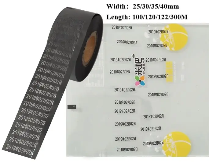 30 미리메터 제조 블랙 날짜 스탬핑 인쇄 배치 코드 핫 스탬프 리본 코딩 호일
