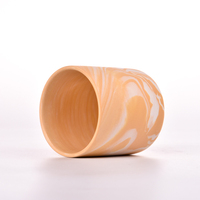 Vase à bougie en céramique marbrée orange, finition mate, porte-bougie parfumé populaire