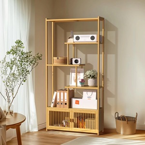 Freestanding industrial bamboo indoor four-tier bookshelf/storage rack for living room and <b>bedroom</b> - Product Image 5