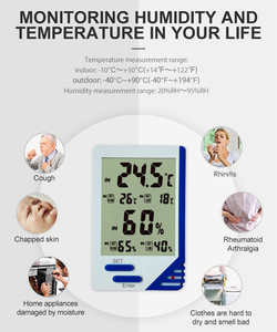 Igrometro durevole <span class=keywords><strong>termometro</strong></span> digitale per la casa interna ed esterna Display LCD Monitor di umidità e temperatura per la stanza del bambino - Product Image 2