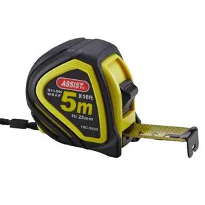 Assist Superior Quality Comtact 16feet Heavy Duty Rubber Jacket 5m/16ft Steel Tape Measure