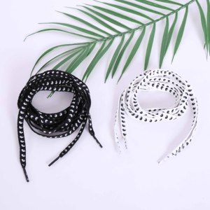 Flat Custom Printing Funny Lacesc Printed Bulk Shoelaces Black and White Shoelaces Manufacturer - Product Image 2