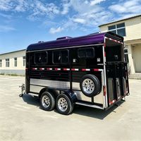 Remorque utilitaire pour 3 chevaux, style approuvé par les célébrités, remorque pour 3 chevaux à chargement oblique, type camping-car