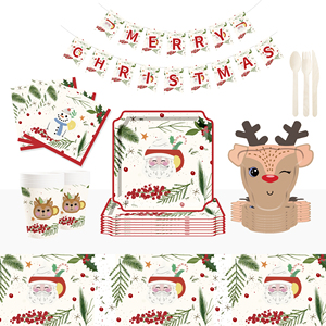 Juego de Vajilla Desechable DAMAI para Navidad, Platos de Postre con Forma de Alce, Servilletas de Papel para Decoraciones Navideñas de Interior - Product Image 1
