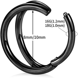 Anillo de Nariz de Doble Capa de Acero Inoxidable 316L, Sin Costuras, en Oferta |   Joyería Hipoalergénica para Perforaciones Corporales para Hombres y Mujeres - Product Image 2