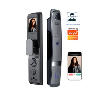3d Gezichtsherkenning Slim Deurslot Met Camera Cerradura Wifi Biometrische Vingerafdruk Beveiliging Volautomatisch Slim Slot