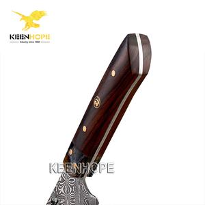 KEENHOPE Couteau de cuisine en acier damas VG10 à 89 couches Nakiri de 8 pouces en laiton japonais incrusté de pierre laineuse USA Desert Ironwood - Product Image 3